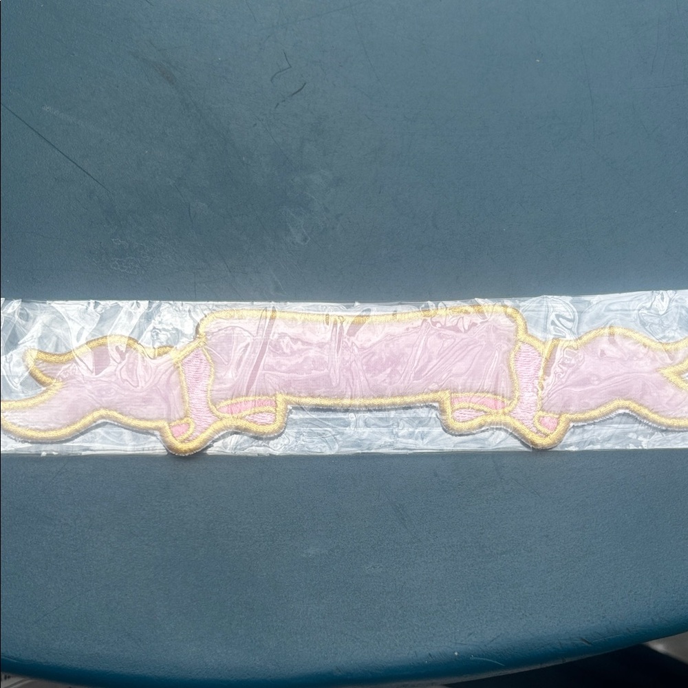 Stoney Clover Lane Customizable Pink Ribbon Trim with Gold Border